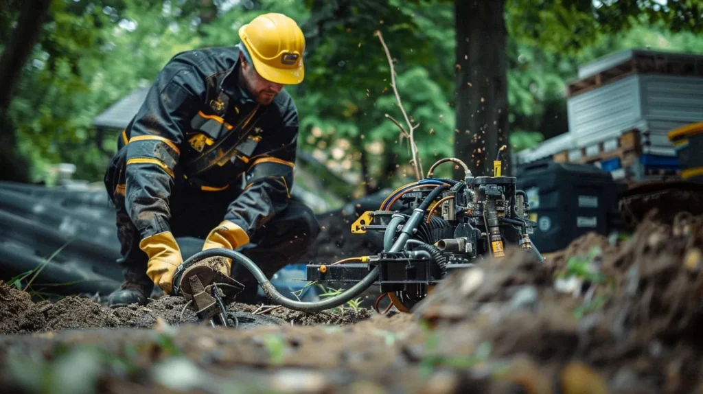 Mechanical augers and root cutting equipment for tree root removal in sewer lines