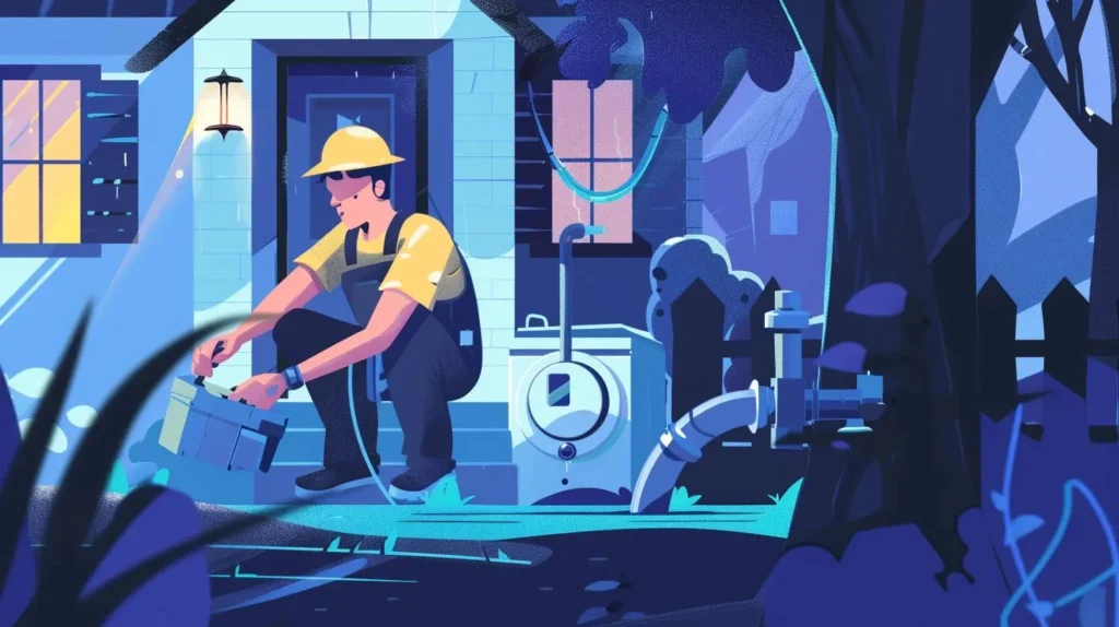 Technician performing routine inspections on sewer lines with a drain camera